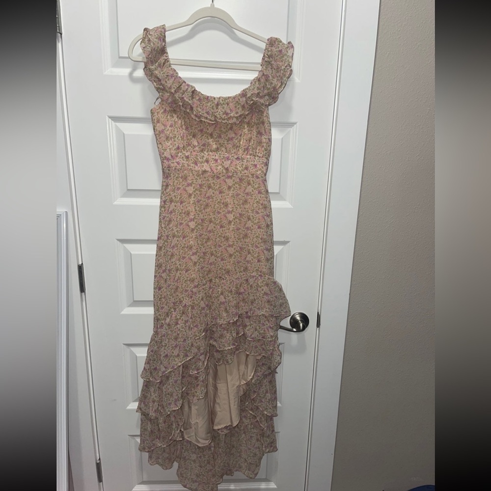 Astr Floral Pink High-Low Ruffle Dress - Picture 3 of 4